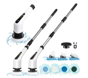 Electric Spin Scrubber, Cordless Bath Tub Power Scrubber with Long Handle & 7 Replaceable Heads